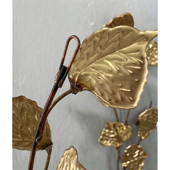 Vintage Pair Brass Gold & Copper Leaves Wall Art Decor - Picture 6 of 6